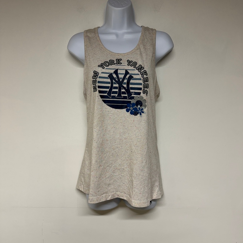 New Era New York Yankees Womens M Speckled Racerback Tank Top MLB Cream 2024